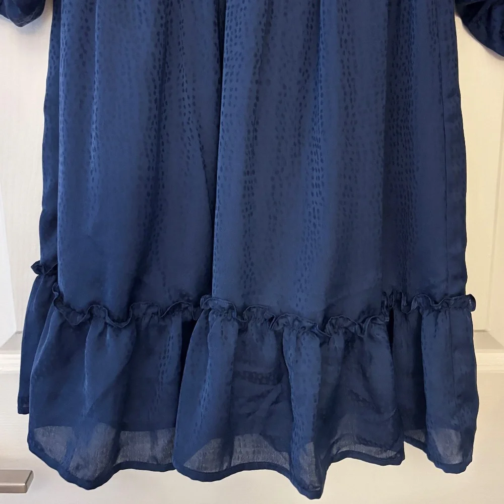 lovestitch Becca Split Sleeve Bohemian Mini Dress - Navy Blue Size M - Picture 7 of 11